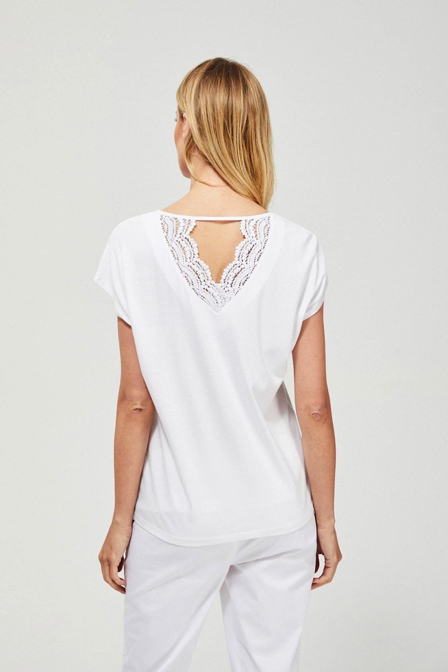Bluzka z koronką na plecach L-TS-3175 WHITE
