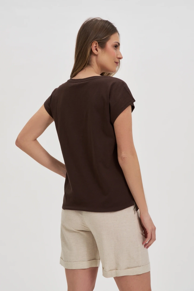 WOMEN'S T-SHIRT L-TS-4737 D.BROWN