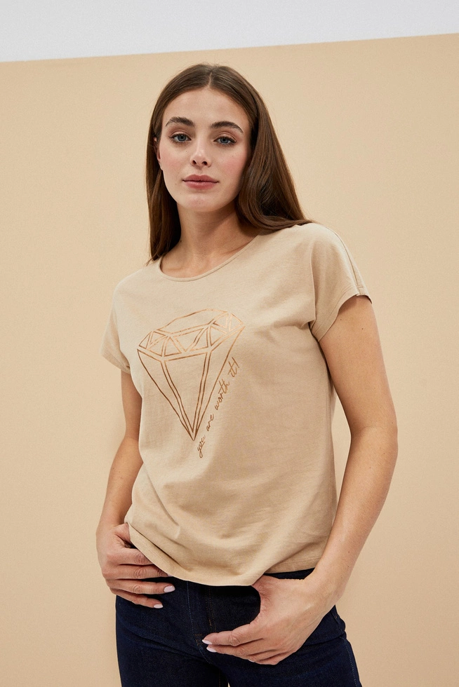 LADIES TSHIRT L-TS-4042 D.BEIGE