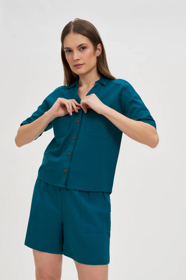 WOMEN'S SHORTS L-SH-4614 D.GREEN