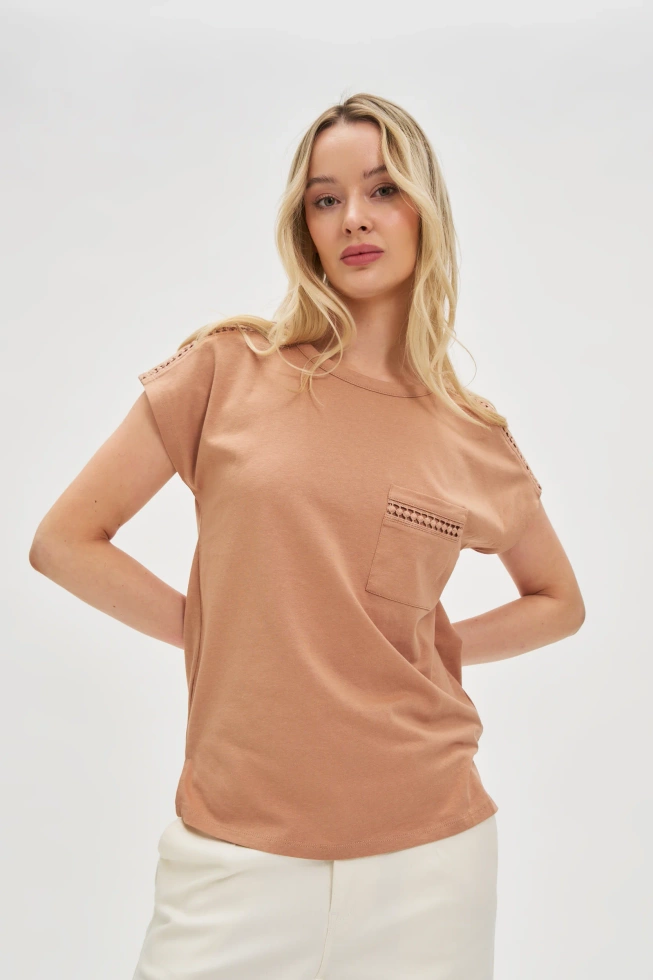 WOMEN'S TSHIRT L-TS-4635 L.BROWN