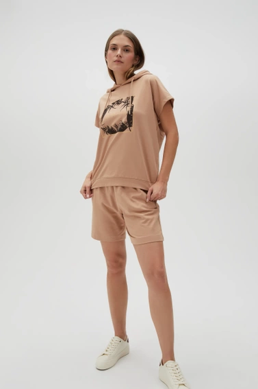 WOMEN'S SHORTS L-SH-4604 L.BROWN