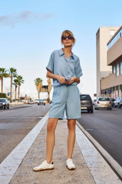 WOMEN'S SHORTS L-SH-4607 BLUE