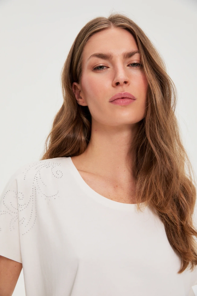 WOMEN'S TSHIRT L-TS-4923 OFF WHITE