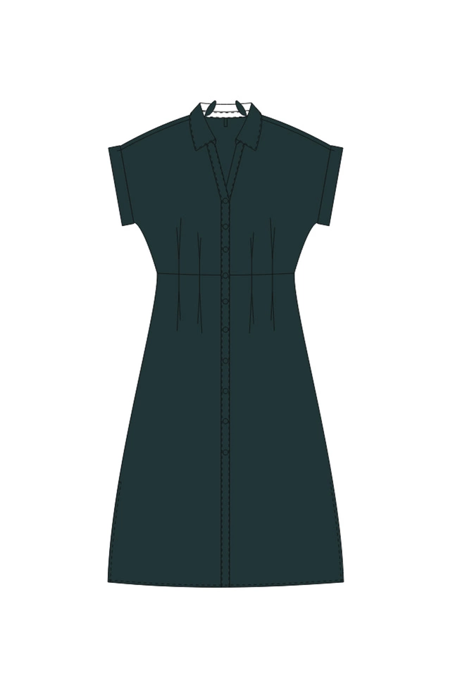 WOMEN'S DRESS L-SU-4936 D.GREEN