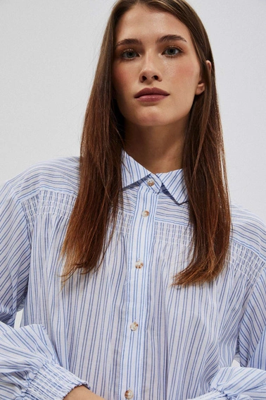 LADIES SHIRT L-KO-4009 WHITE_BLUE