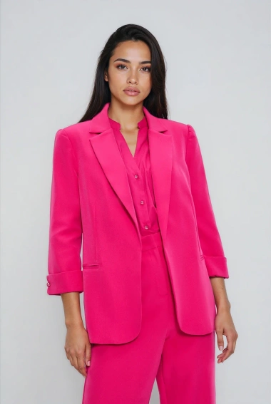 WOMEN'S BLAZER L-MR-4922 FUCHSIA