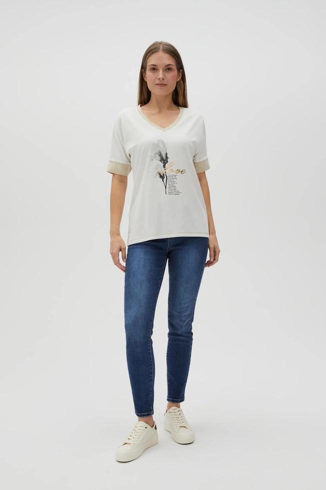 WOMEN'S TSHIRT L-TS-4609 OFF WHITE