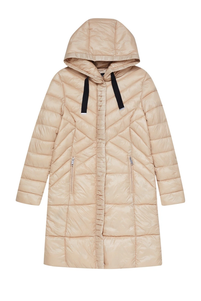 Quilted coat with a hood