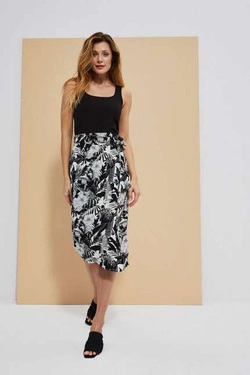 Spódnica z roślinnym nadrukiem L-SC-3716 BLACK