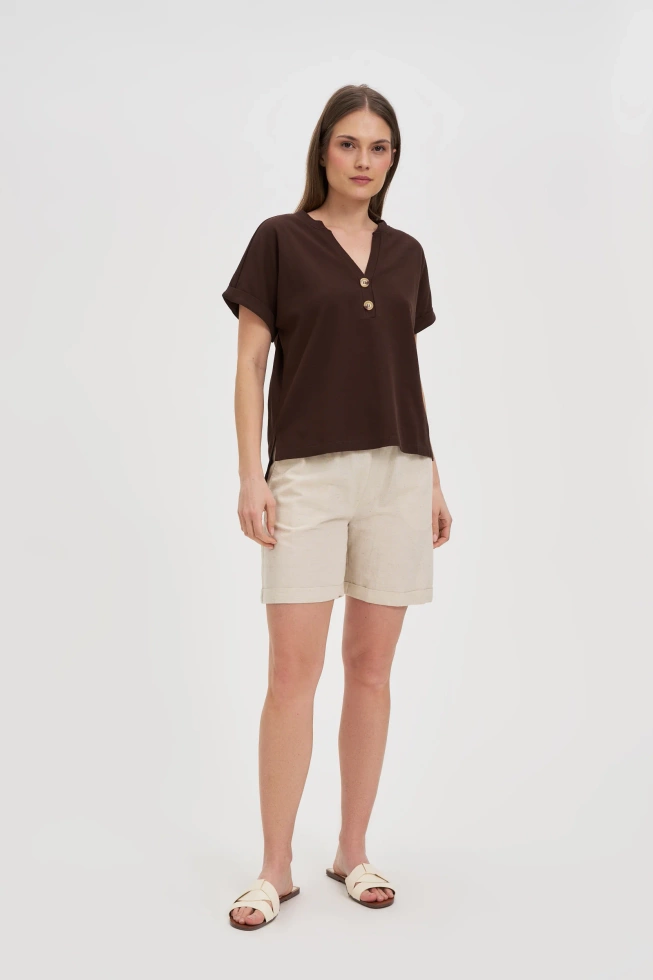 WOMEN'S TSHIRT L-TS-4700 D.BROWN