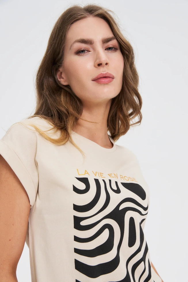 WOMEN'S T-SHIRT L-TS-4739 L.BEIGE