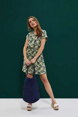 Sukienka z roślinnym nadrukiem L-SU-3742 L. TERRA COTTA