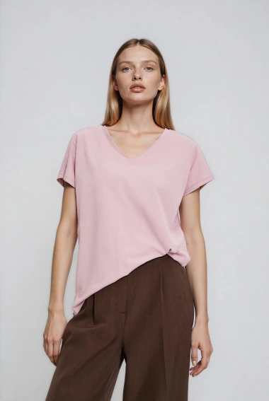 WOMEN'S TSHIRT L-TS-4951 DUSTY PINK