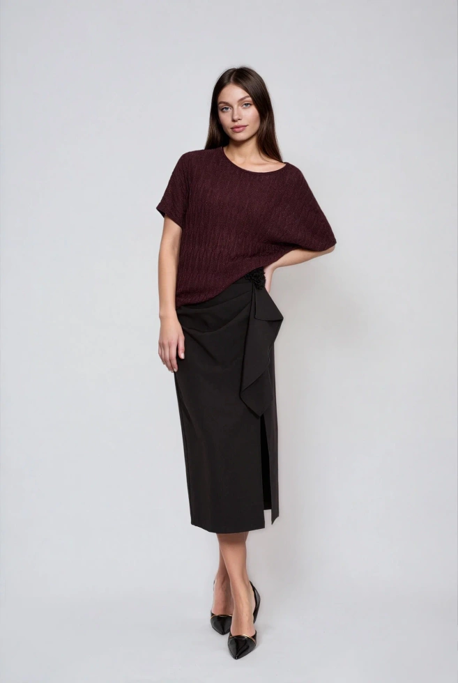 WOMEN'S SWEATER Z-SW-4866 BURGUNDY-set