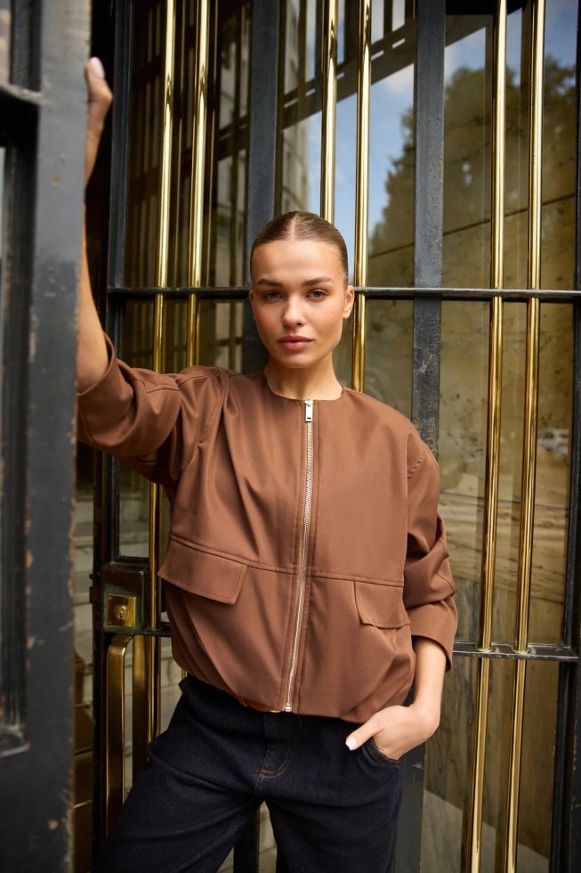 WOMEN'S JACKETS L-KU-4920 BROWN