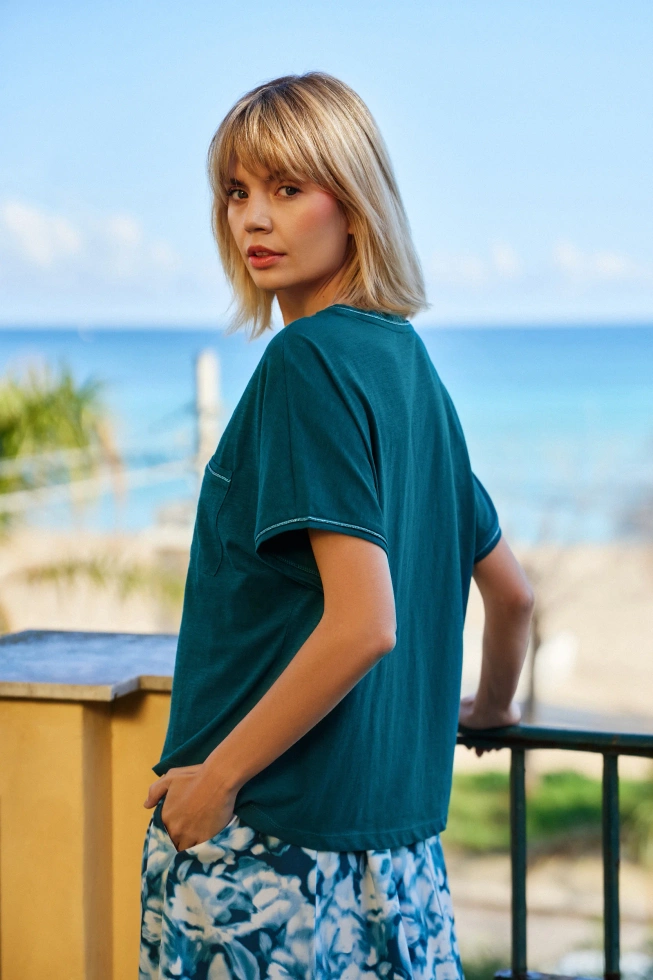 WOMEN'S TSHIRT L-TS-4693 D.GREEN