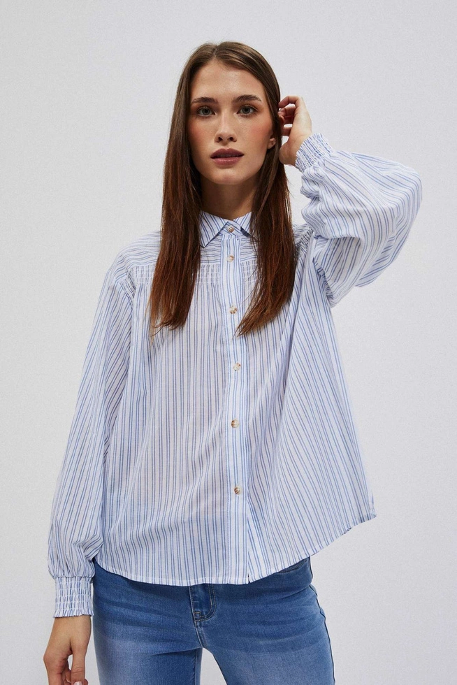 LADIES SHIRT L-KO-4009 WHITE_BLUE