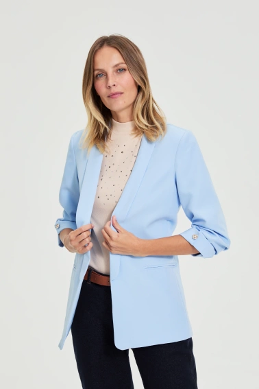 WOMEN'S BLAZER L-MR-4923 L.BLUE