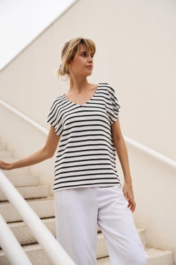 WOMEN'S TSHIRT L-TS-4694 WHITE_BLACK