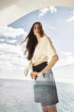 LADIES SHIRT L-KO-4039 BEIGE_OFF WHITE