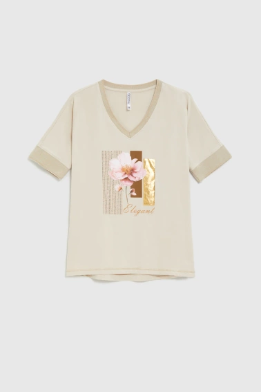 WOMEN'S TSHIRT L-TS-4912 L.BEIGE-set