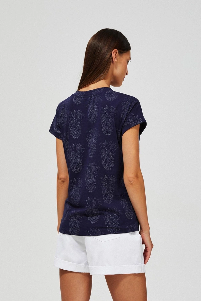 Bluzka z nadrukiem w ananasy L-TS-3489 NAVY