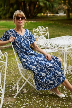 WOMEN'S DRESS L-SU-4631 D.BLUE