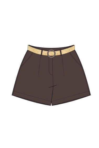 WOMEN'S SHORTS L-SH-4917 D.BROWN
