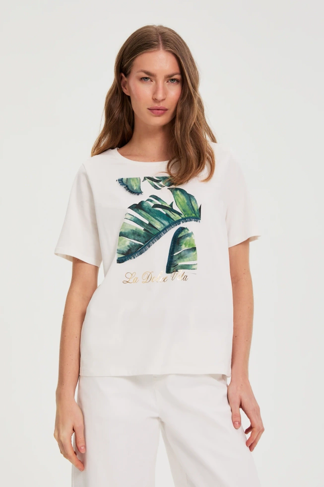 WOMEN'S TSHIRT L-TS-4945 OFF WHITE