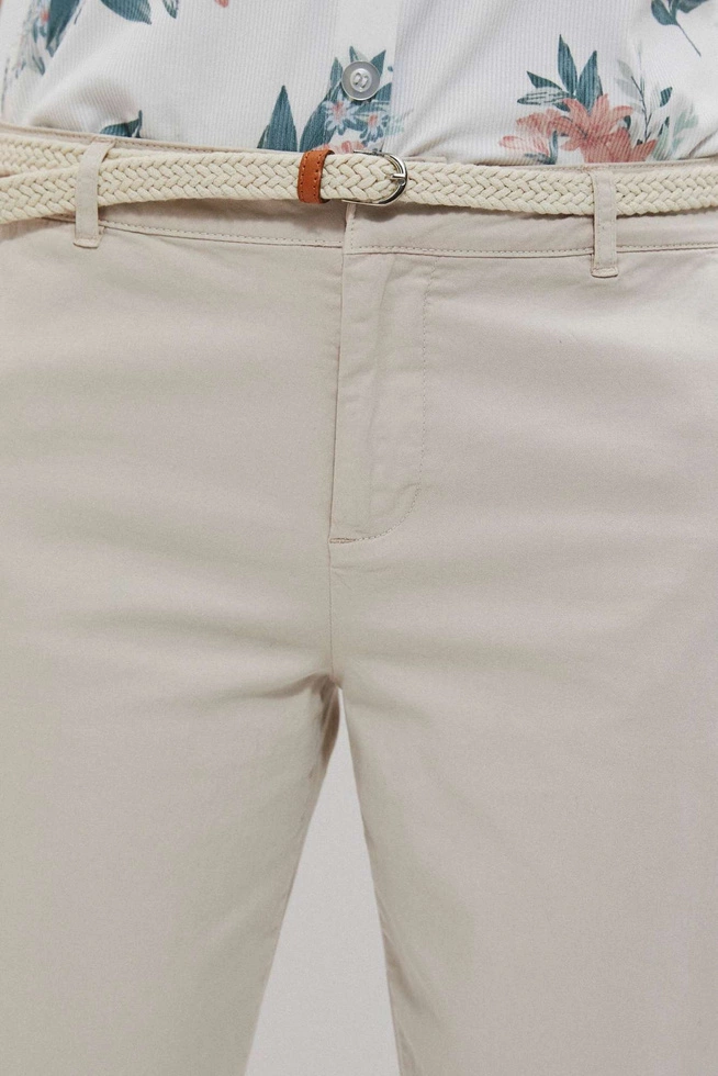 Bawełniane spodnie z paskiem L-SP-3720 L.BEIGE