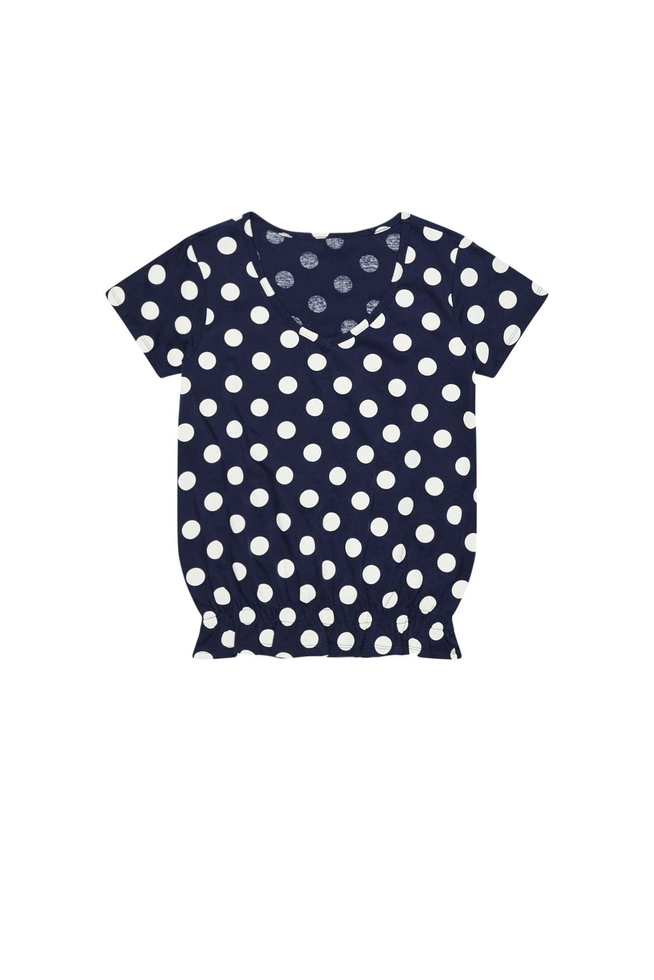 Polka dot blouse with a V-neckline