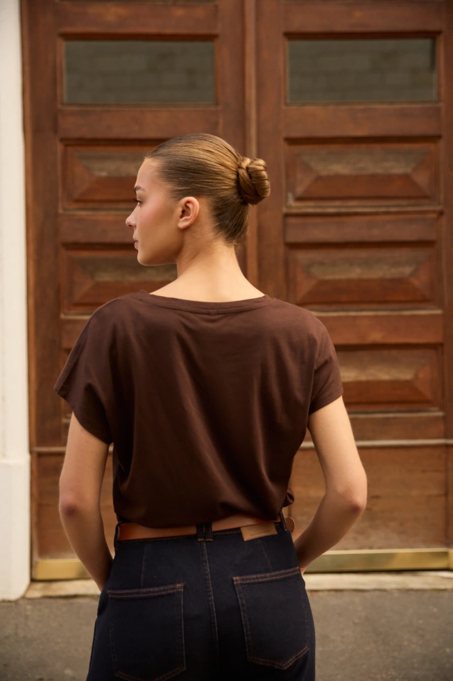 WOMEN'S TSHIRT L-TS-4951 D.BROWN-set
