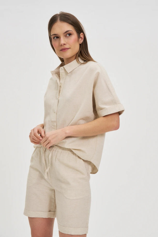 KOSZULA DAMSKA L-KO-4643 L.BEIGE MEL