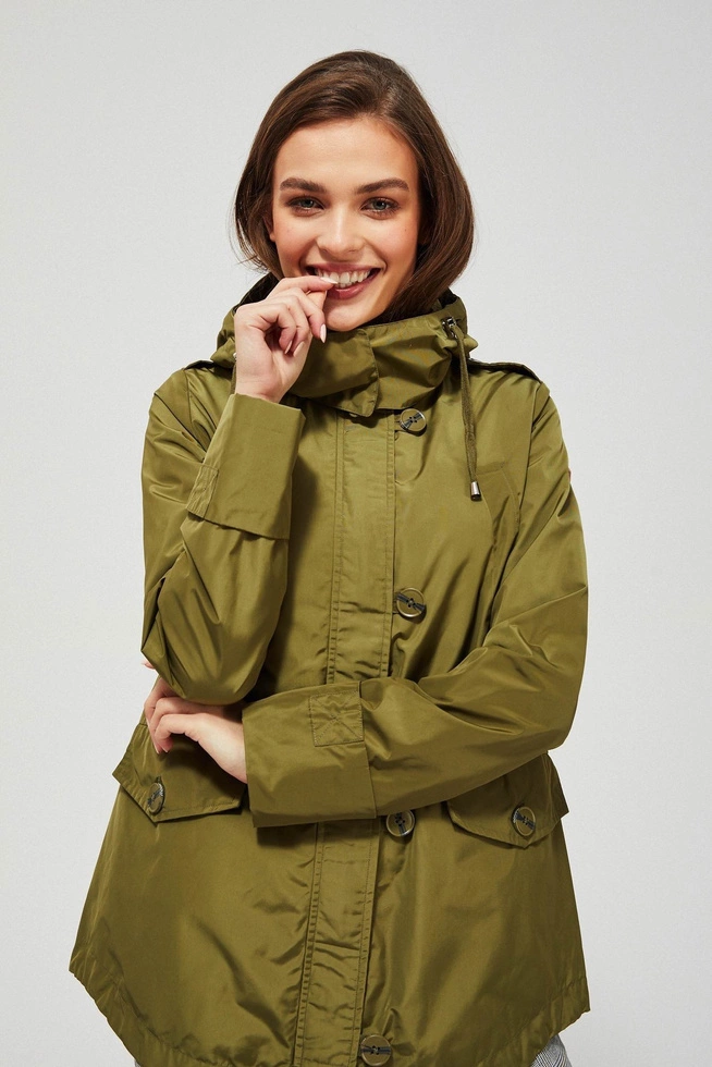 Kurtka wiatrówka z kapturem L-KU-3402 OLIVE