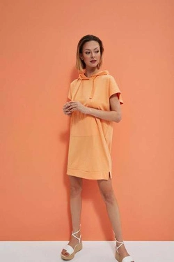 Sweatshirt dress with a hood