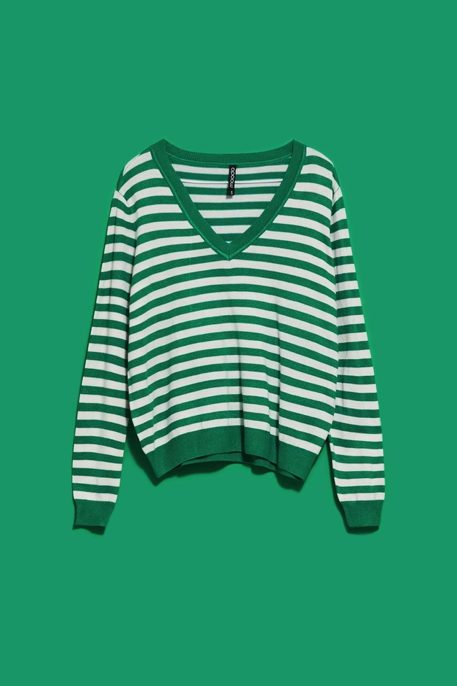 LADIES SWEATER L-SW-4004 OFF WHITE_GREEN