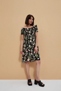 Sukienka z roślinnym motywem L-SU-3757 BLACK