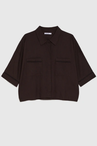 WOMEN'S SHIRT L-KO-4950 D.BROWN