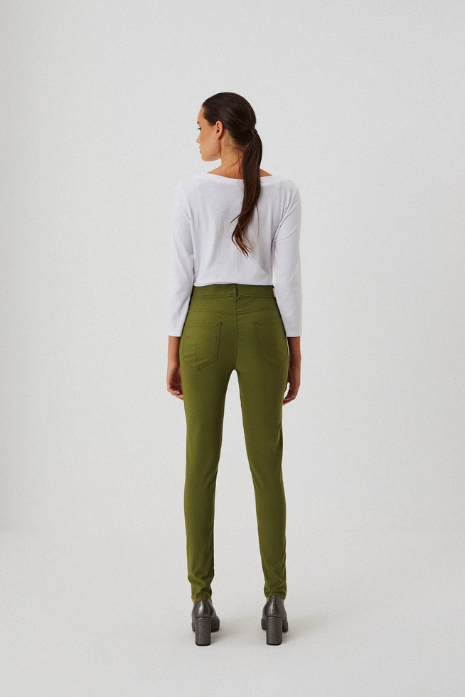 Spodnie rurki z wysokim stanem L-SP-3402 OLIVE