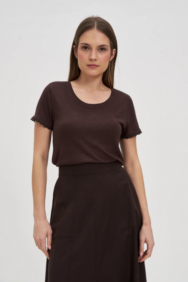 WOMEN'S TSHIRT L-TS-4672 D.BROWN-set