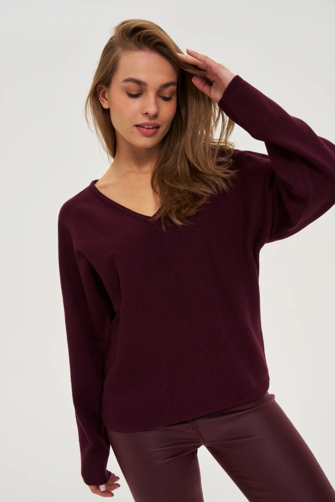 WOMEN'S SWEATER Z-SW-4831 BURGUNDY-set