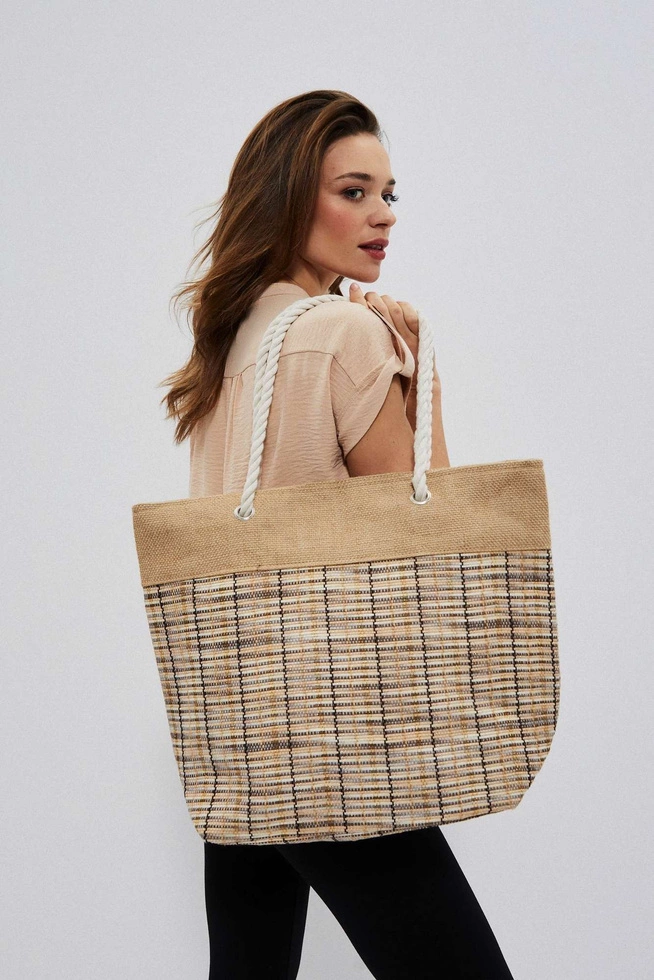 Pleciona torba na ramię L-TO-3725 BEIGE