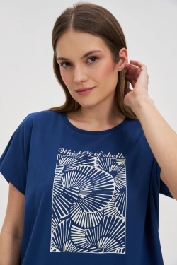 WOMEN'S T-SHIRT L-TS-4746 D.BLUE-set