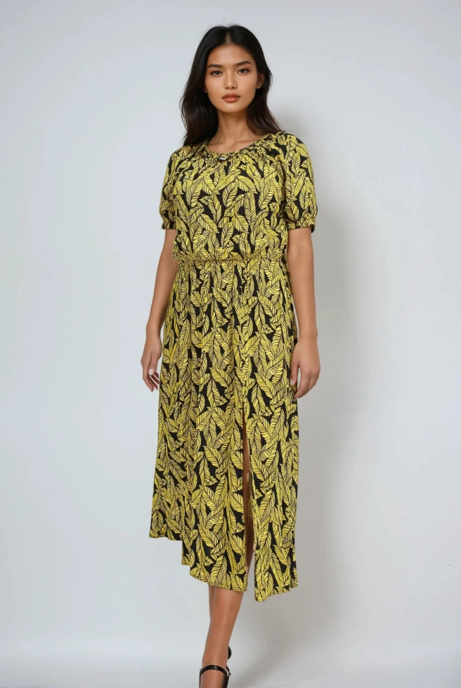 WOMEN'S DRESS L-SU-4657 YELLOW