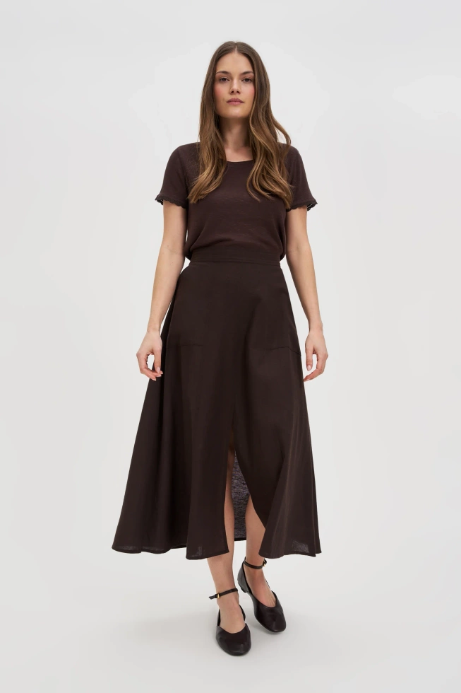 WOMEN'S TSHIRT L-TS-4672 D.BROWN