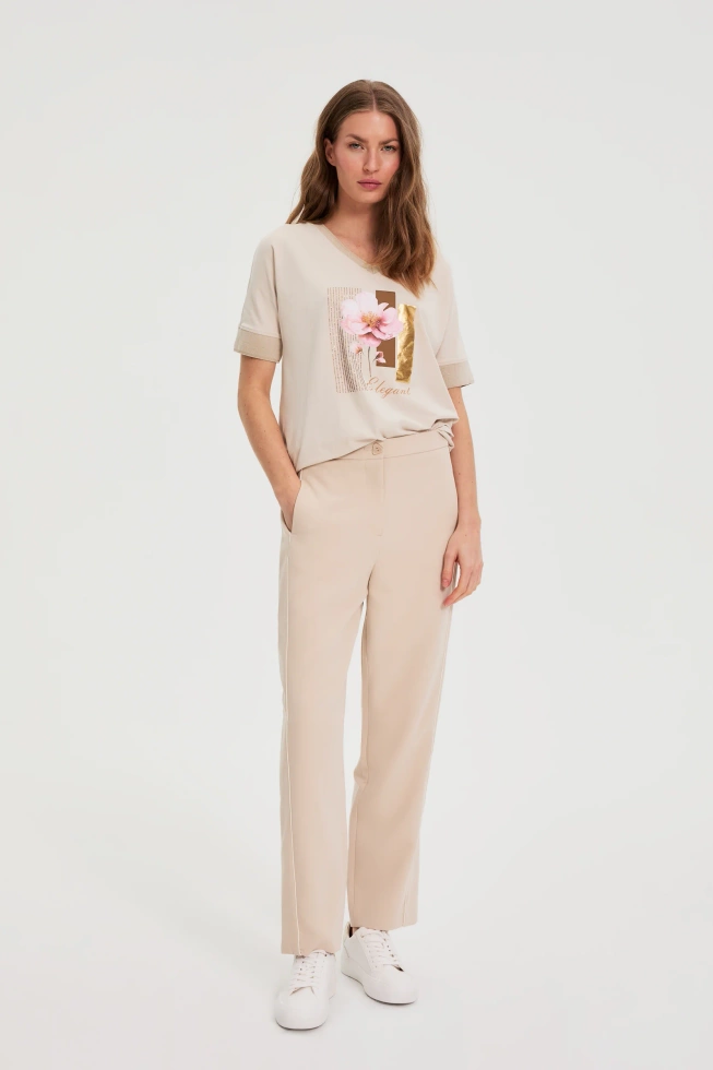 WOMEN'S TSHIRT L-TS-4912 L.BEIGE-set