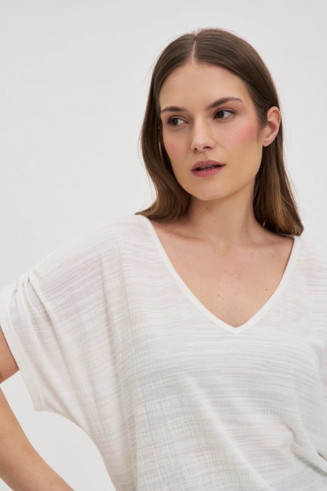 KOSZULKA DAMSKA L-TS-4722 OFF WHITE