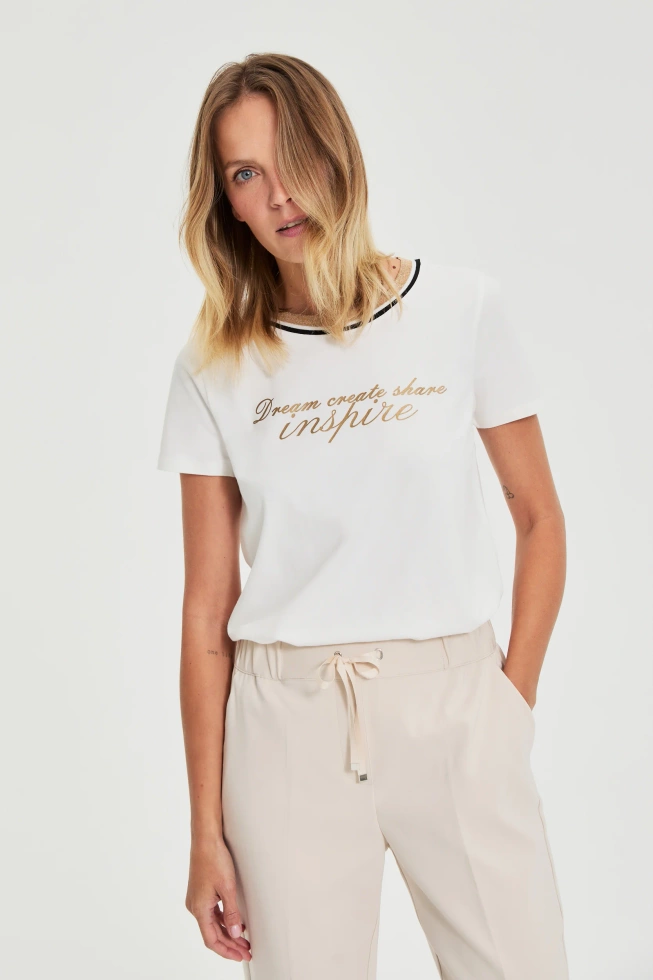 WOMEN'S TSHIRT L-TS-4914 OFF WHITE