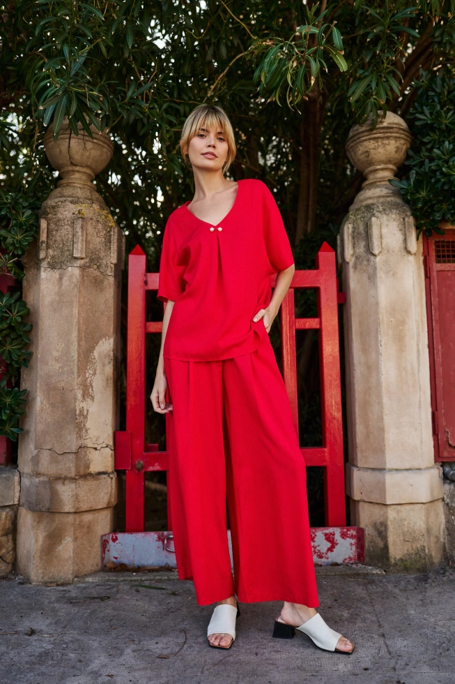 WOMEN'S PANTS L-SP-4628 RED-set